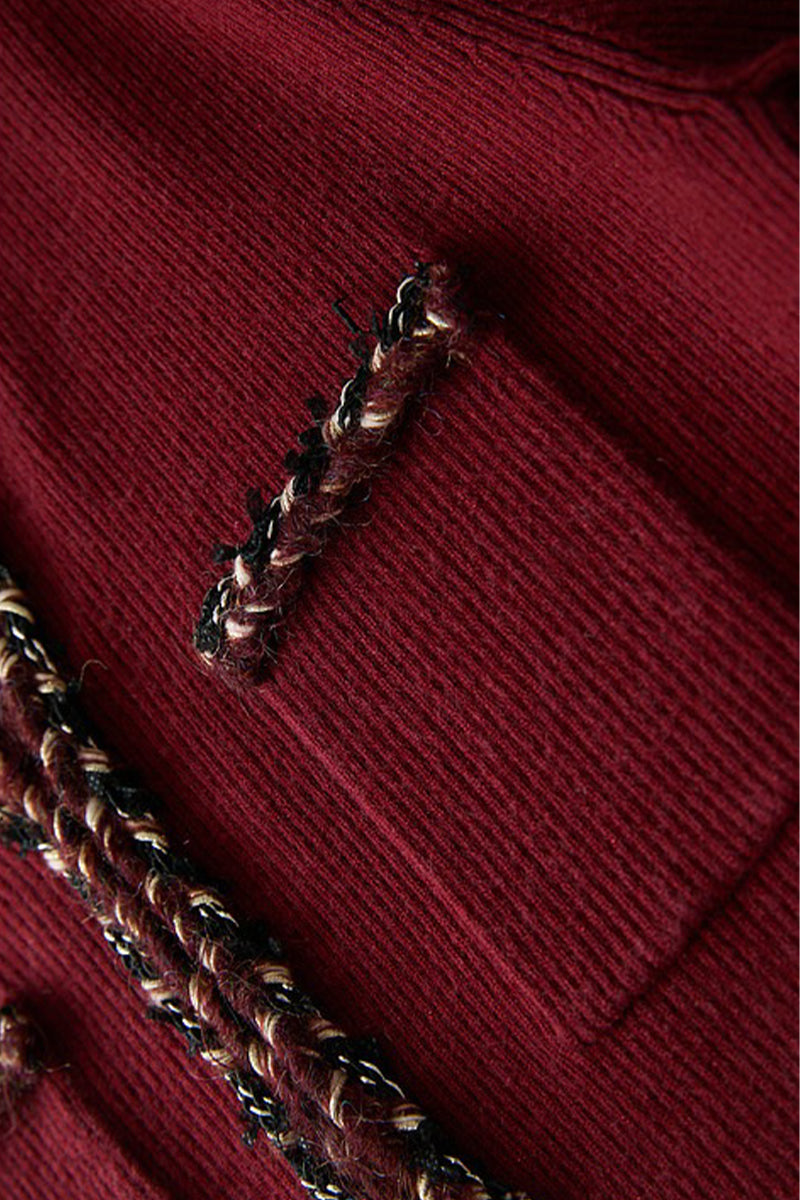 Burgundy Long Sleeve V-Neck Midi Sweater Dress