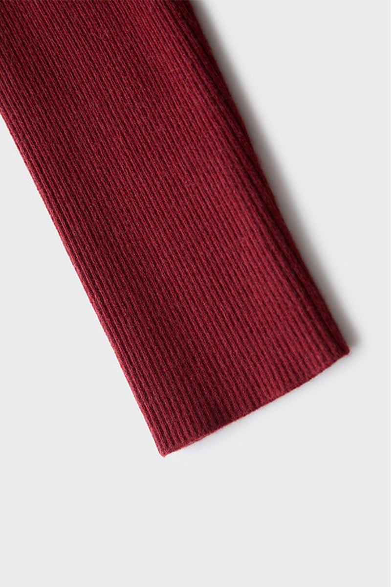 Burgundy Long Sleeve V-Neck Midi Sweater Dress