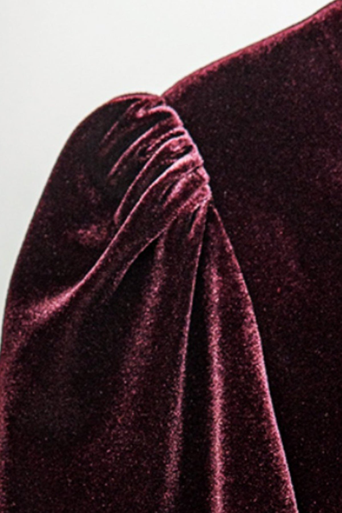 Burgundy Velvet Long Sleeve V-Neck Midi Dress