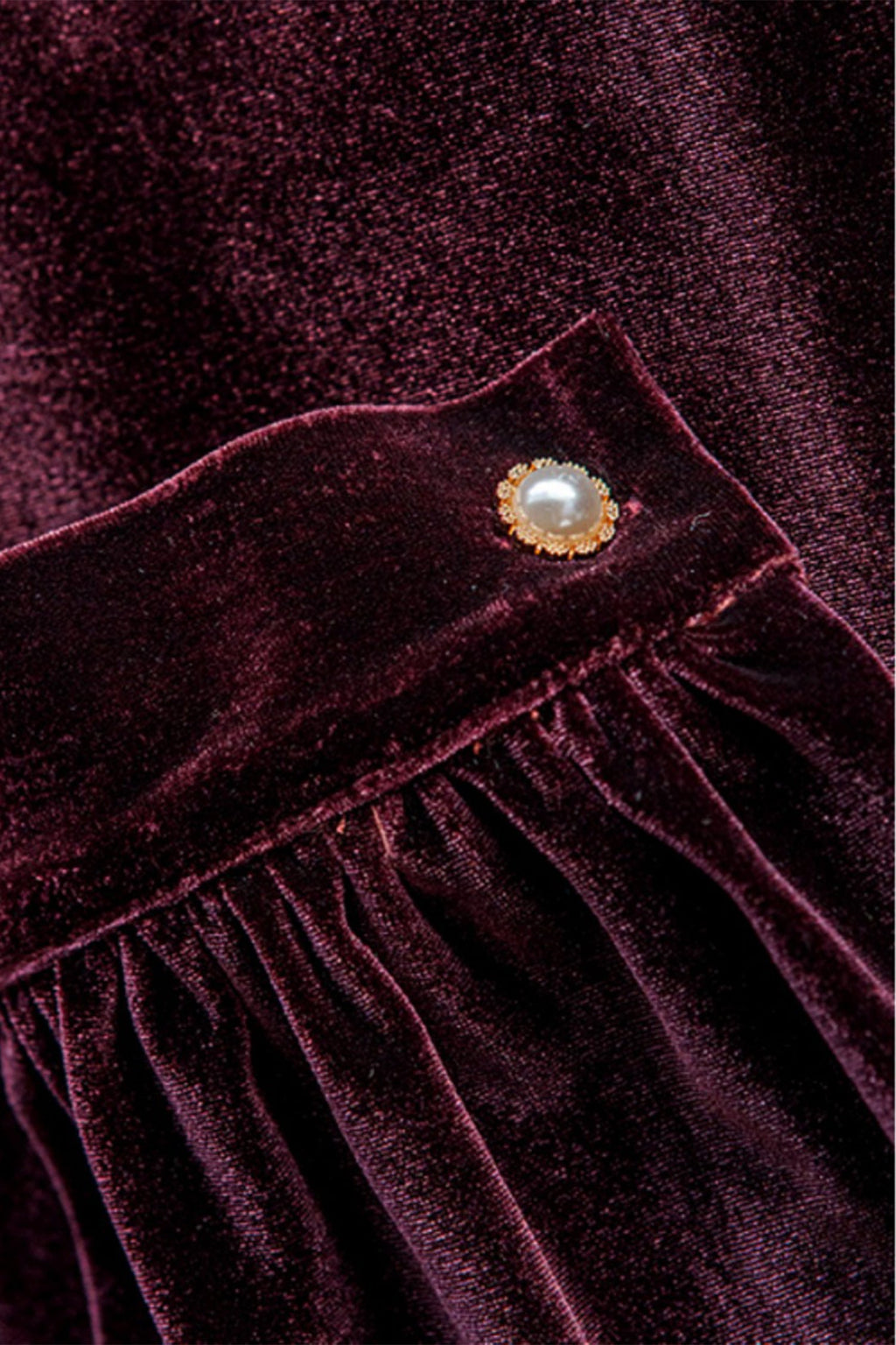 Burgundy Velvet Long Sleeve V-Neck Midi Dress