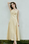 Butter Yellow Cotton Sleeveless A-Line Maxi Dress