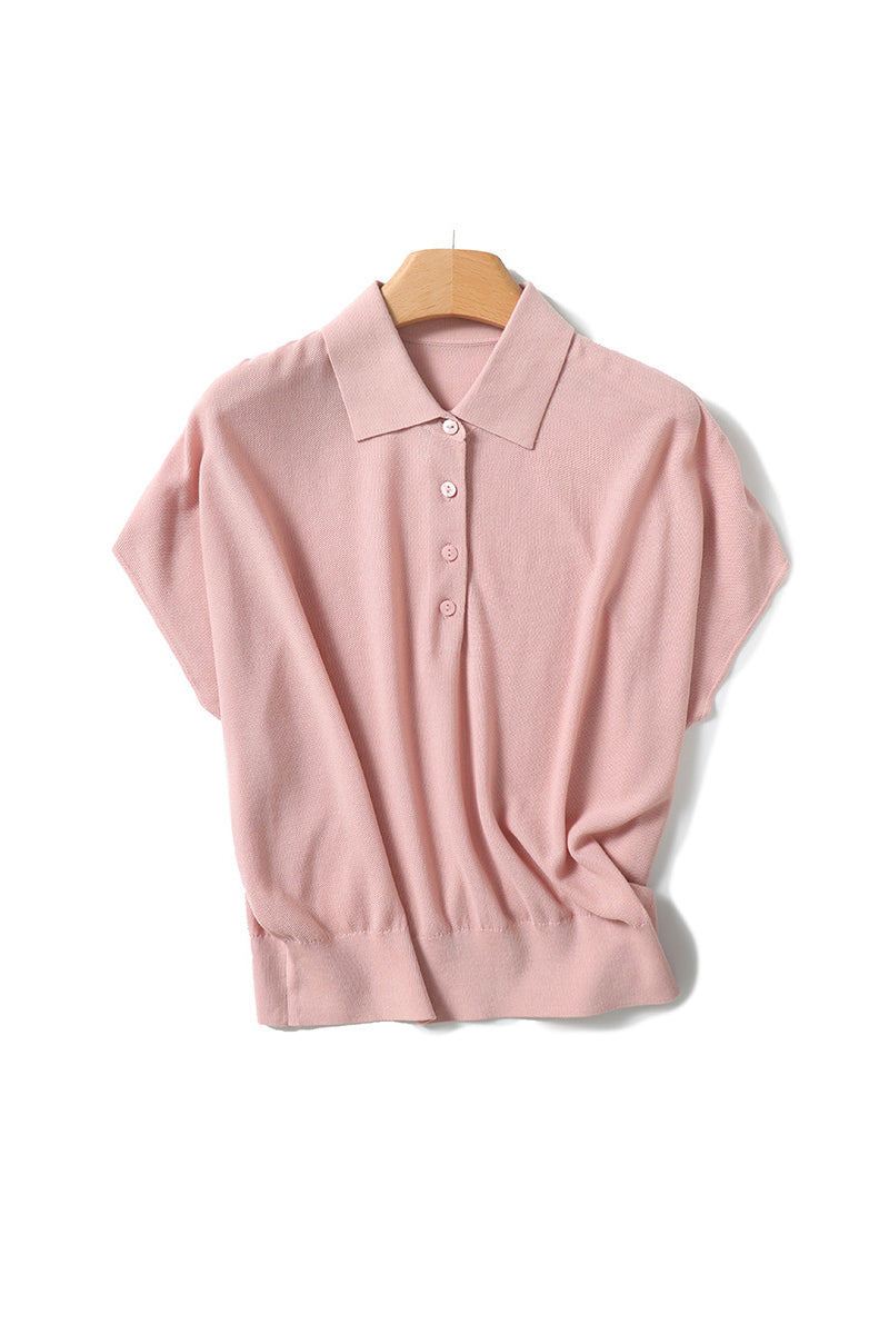 Casual Cinched Waist Short Sleeves Polo Shirt