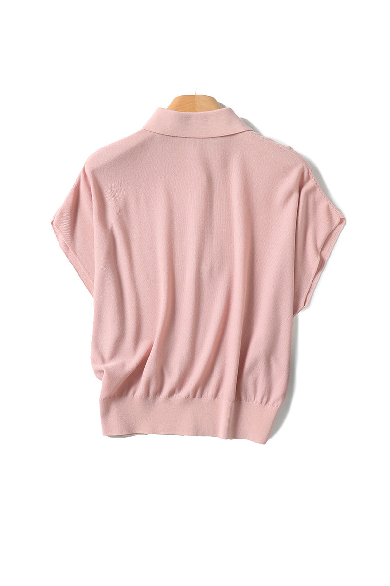 Casual Cinched Waist Short Sleeves Polo Shirt