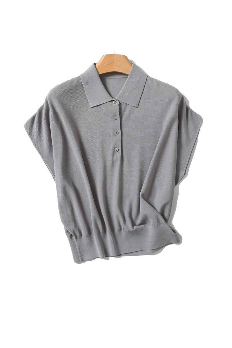 Casual Cinched Waist Short Sleeves Polo Shirt