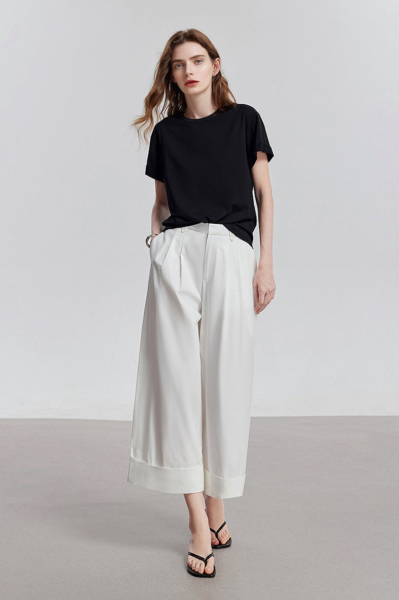 Casual Cotton-Lyocell T-Shirt With Back Twist