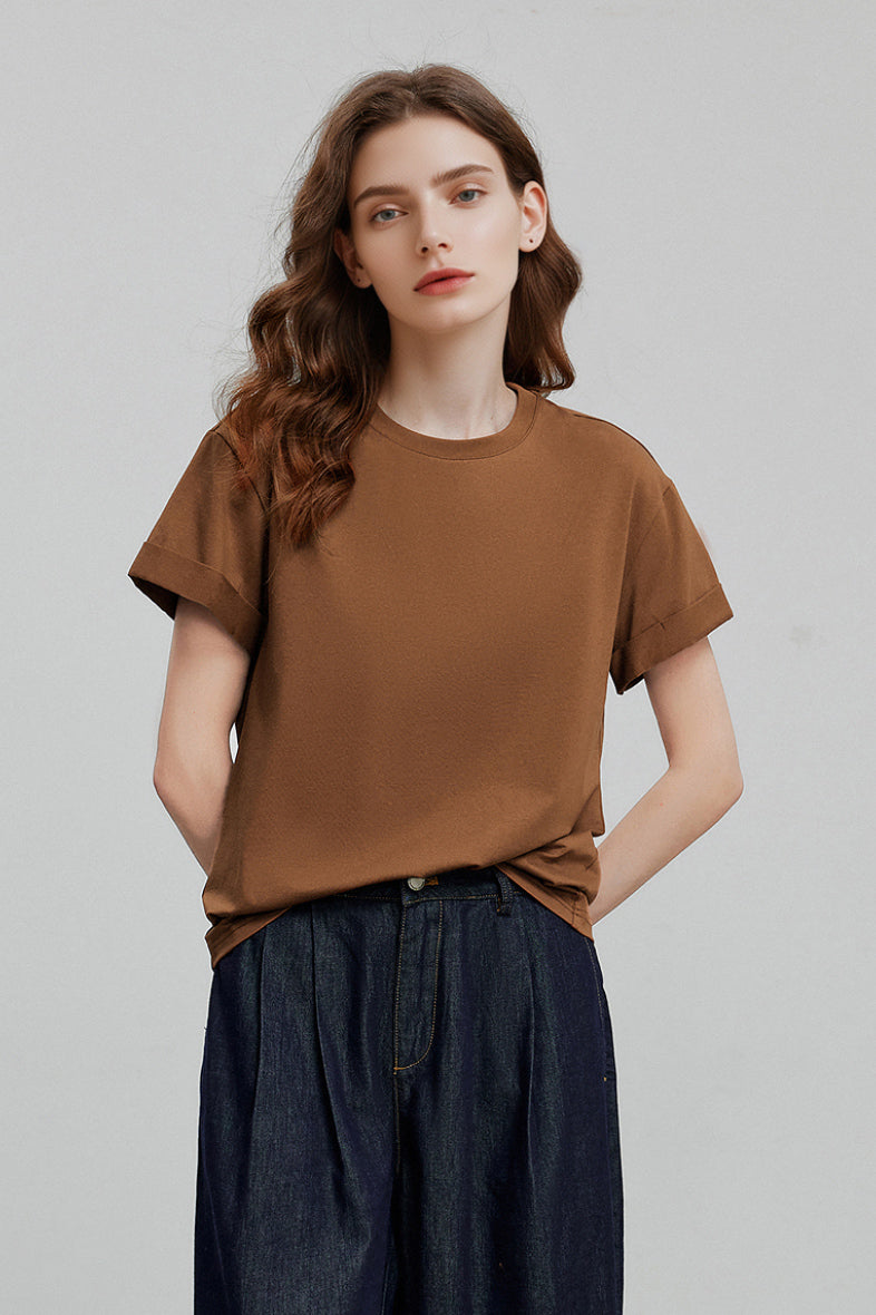 Casual Cotton-Lyocell T-Shirt With Back Twist