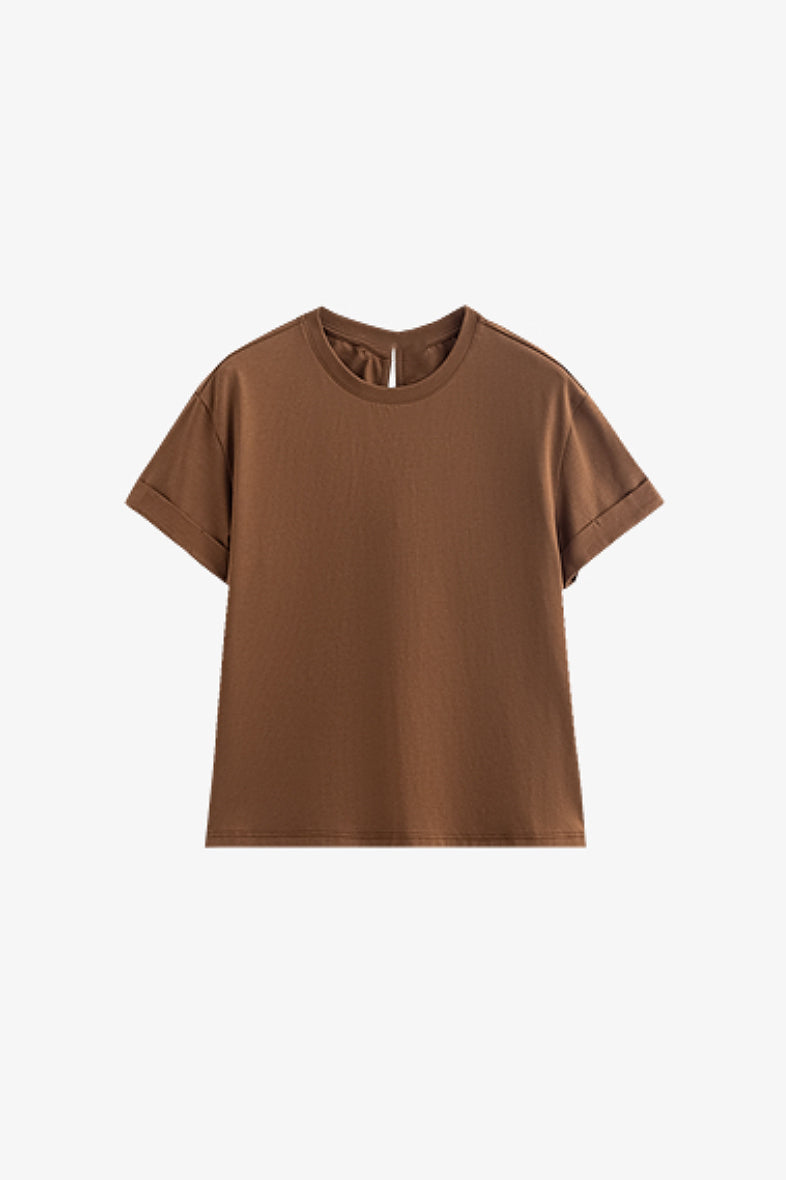 Casual Cotton-Lyocell T-Shirt With Back Twist