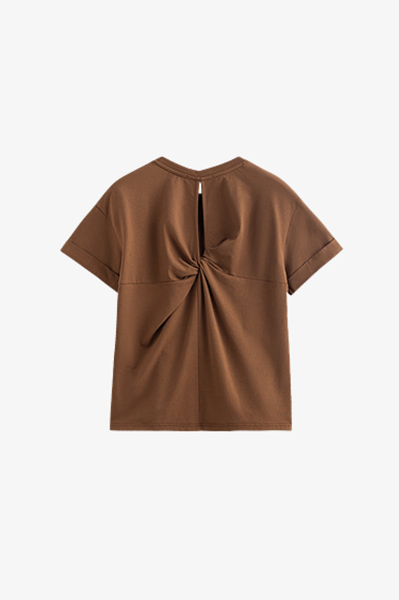 Casual Cotton-Lyocell T-Shirt With Back Twist