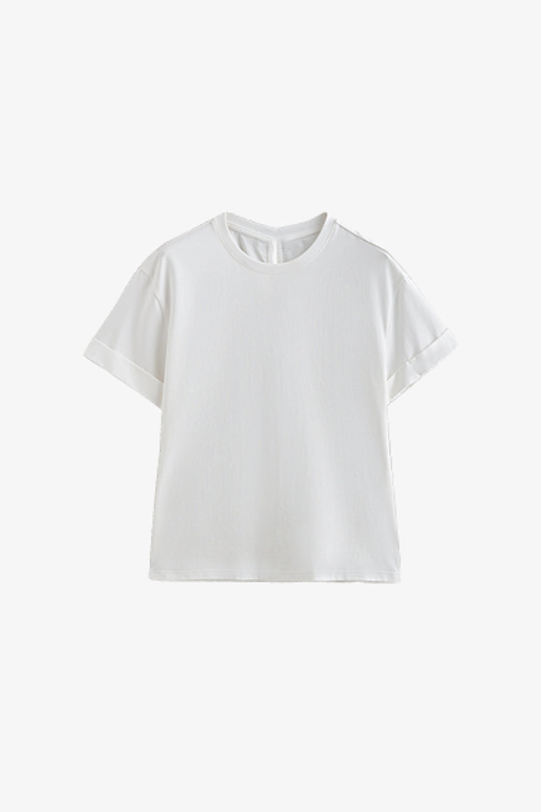 Casual Cotton-Lyocell T-Shirt With Back Twist