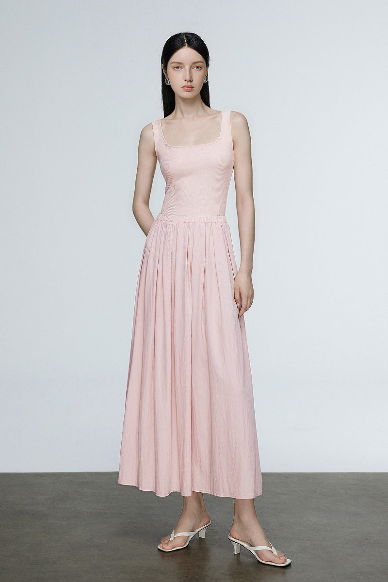 Casual Fit & Flare Ribbed Tank Maxi Dress