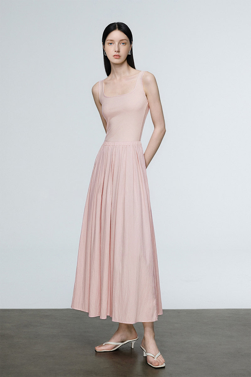 Casual Fit & Flare Ribbed Tank Maxi Dress