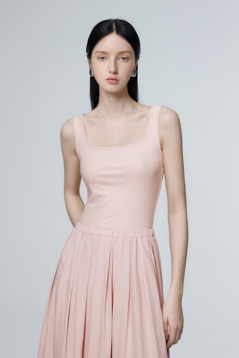 Casual Fit & Flare Ribbed Tank Maxi Dress
