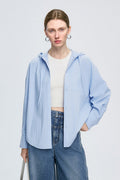 Casual Hooded Long-Sleeve Button-Down Pocket Shirt