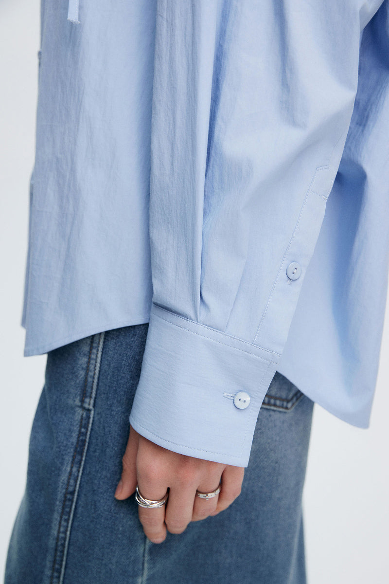 Casual Hooded Long-Sleeve Button-Down Pocket Shirt