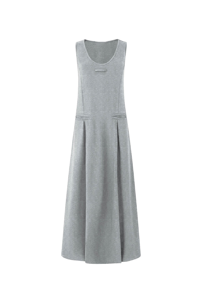 Casual Sleeveless Maxi Tank Dress with Back Twist