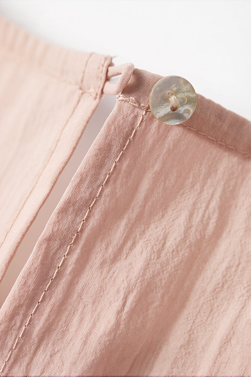 Causal Summer Pleat Textured Light Pink Midi Tank Dress