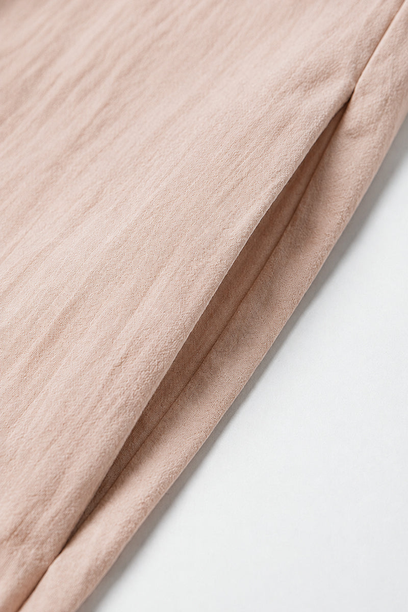 Causal Summer Pleat Textured Light Pink Midi Tank Dress