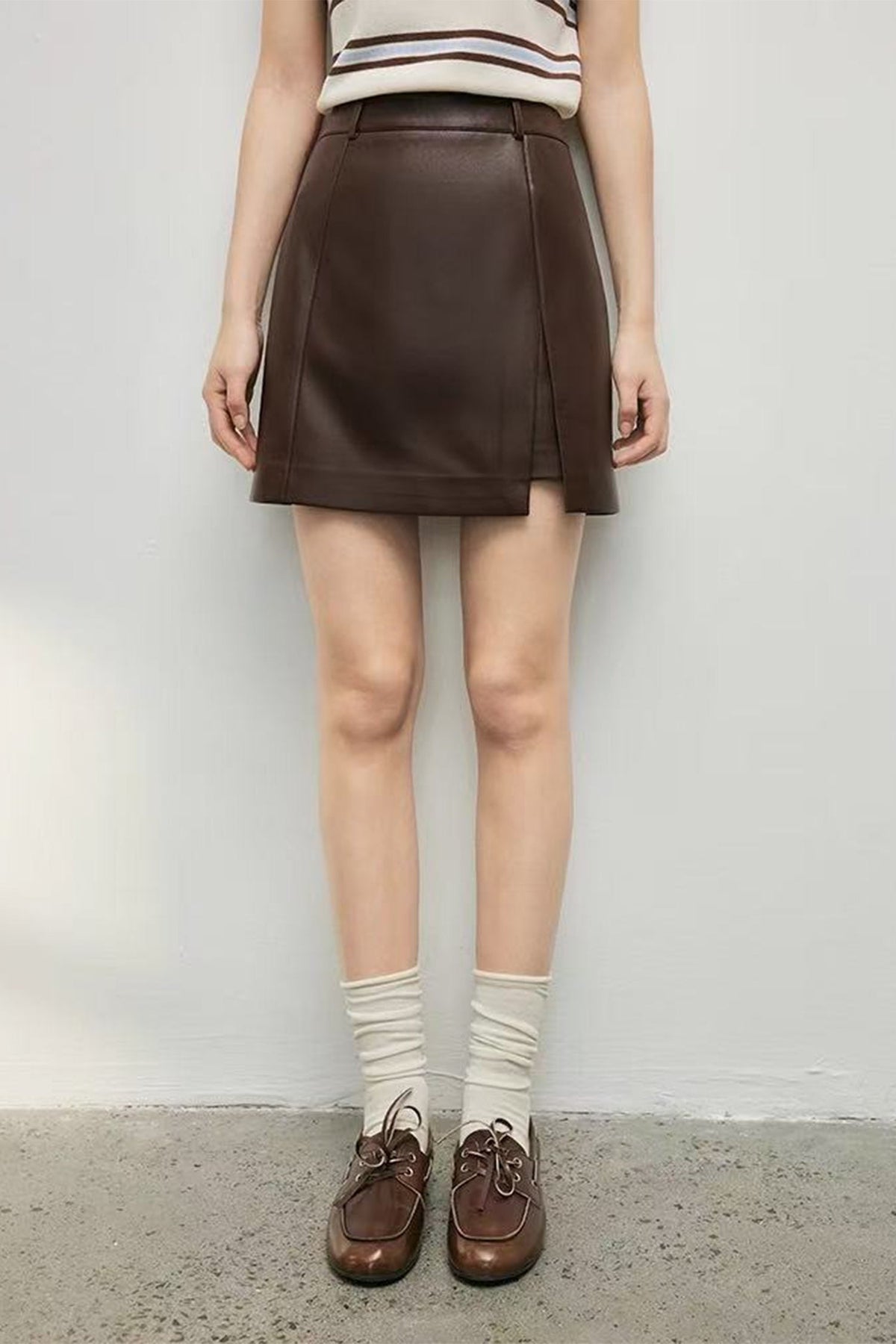 Chic Leather High-Waisted A-Line Mini Skirt
