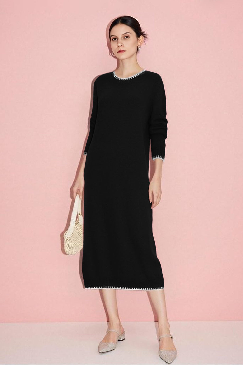 Chunky 100% Wool Long Sleeve Maxi Sweater Dress