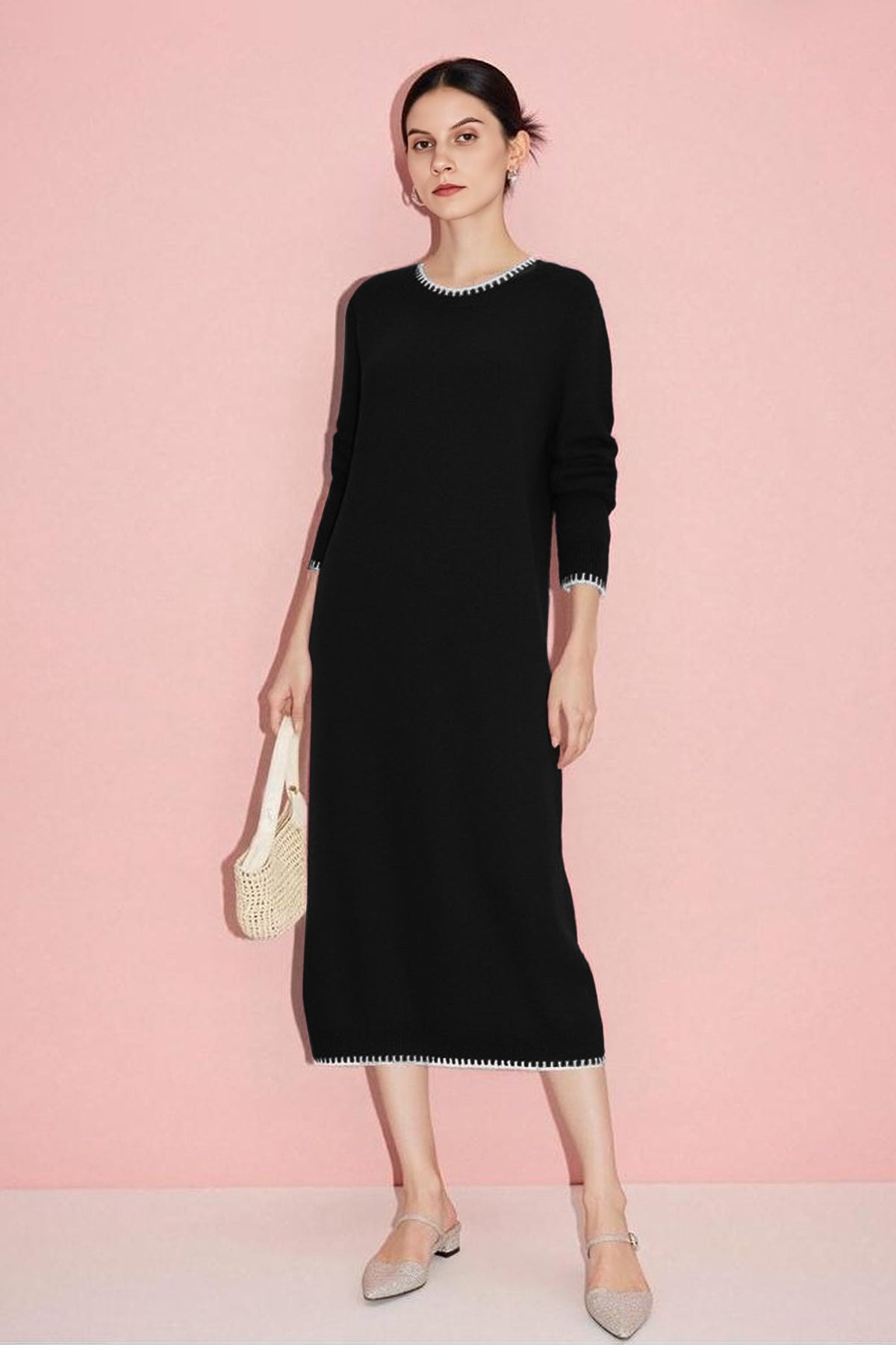 Chunky 100% Wool Long Sleeve Maxi Sweater Dress