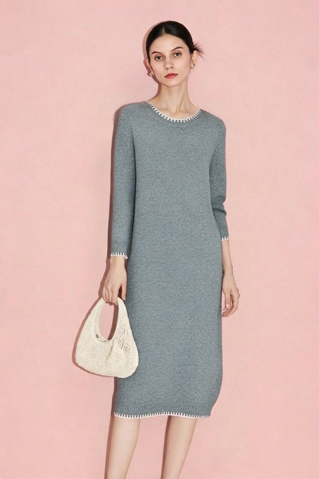 Chunky 100% Wool Long Sleeve Maxi Sweater Dress
