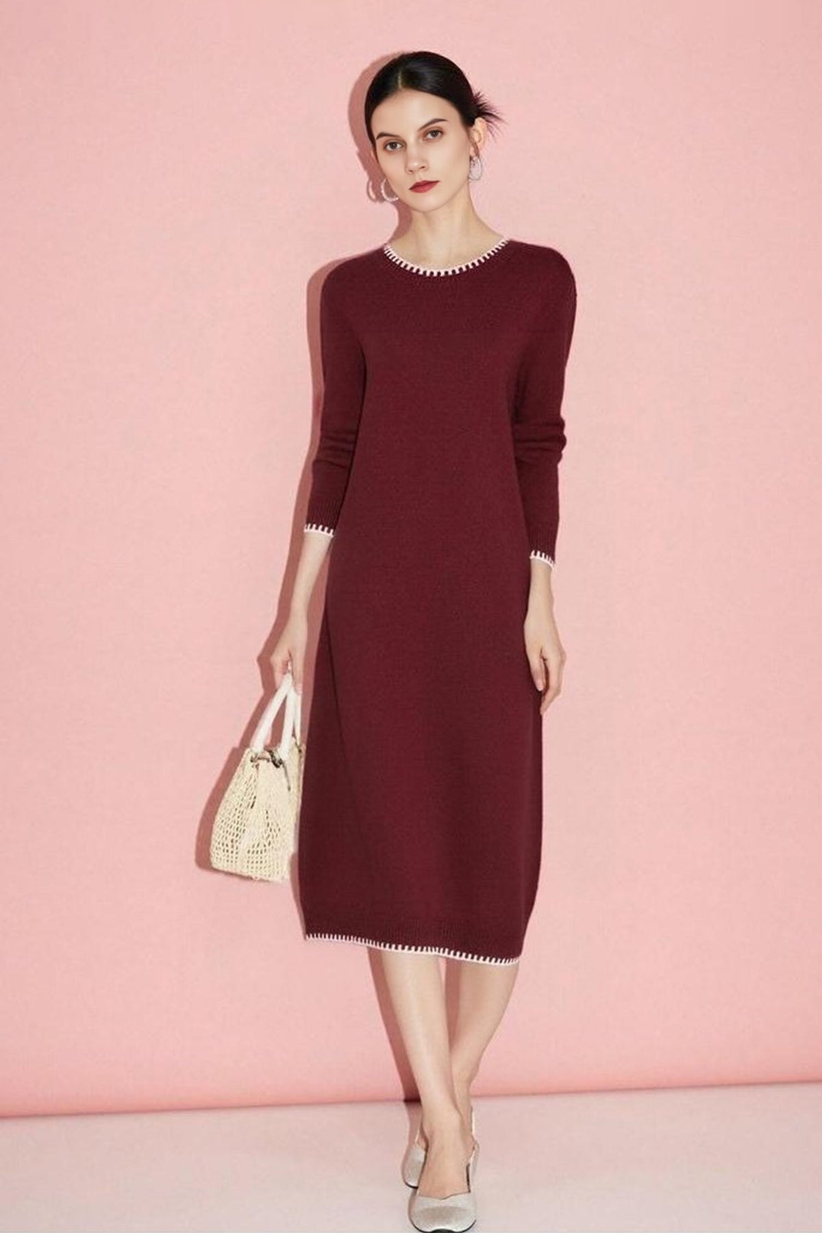 Chunky 100% Wool Long Sleeve Maxi Sweater Dress