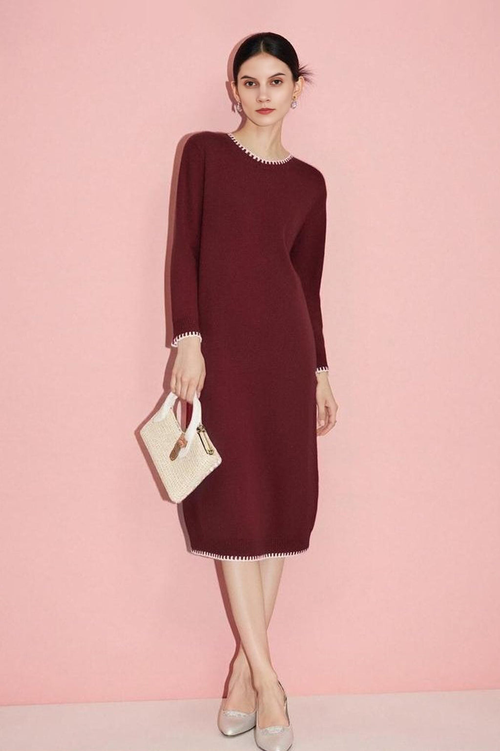 Chunky 100% Wool Long Sleeve Maxi Sweater Dress