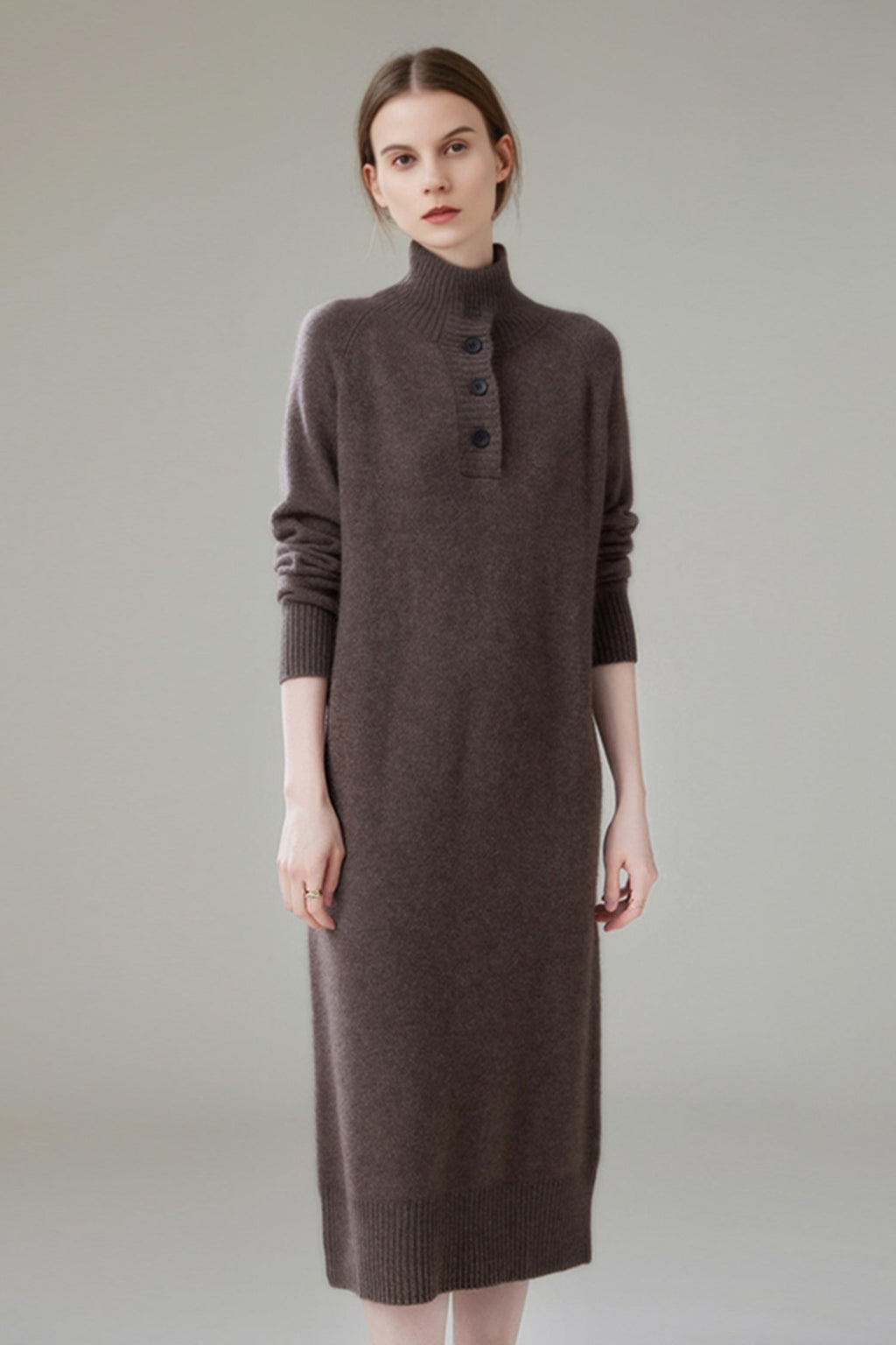 Chunky Wool Long Sleeve Turtleneck Maxi Sweater Dress