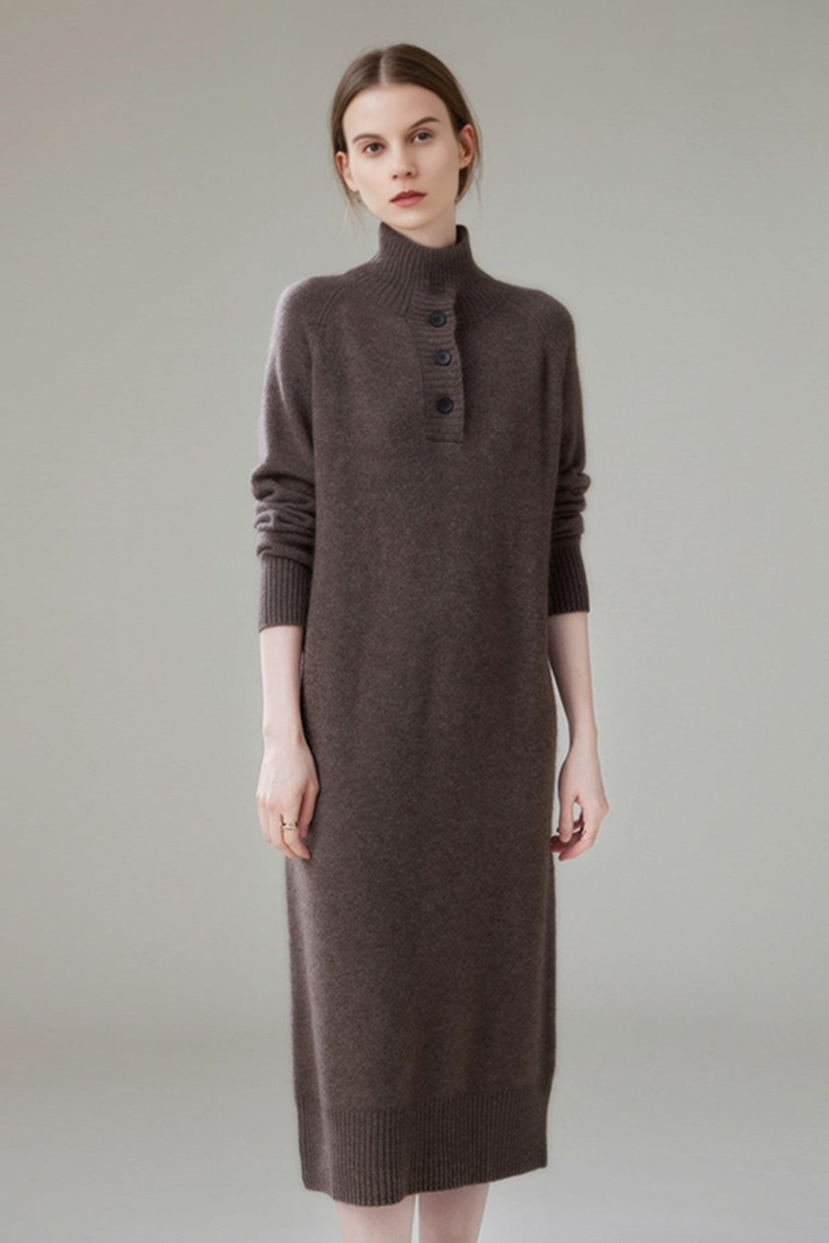 Chunky Wool Long Sleeve Turtleneck Maxi Sweater Dress