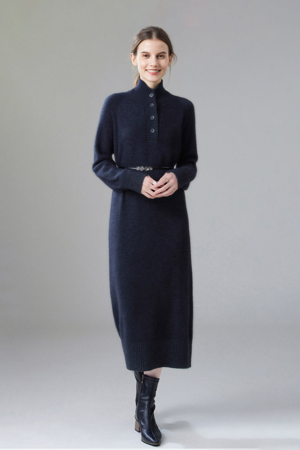 Chunky Wool Long Sleeve Turtleneck Maxi Sweater Dress