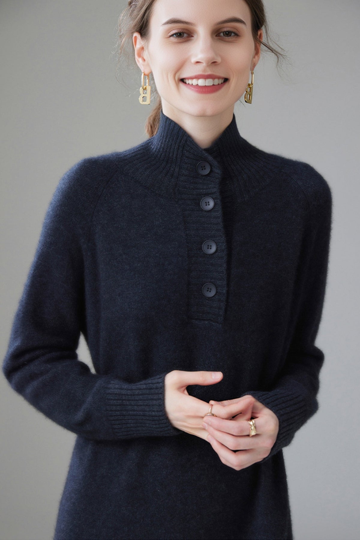 Chunky Wool Long Sleeve Turtleneck Maxi Sweater Dress