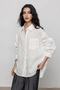 Classic Cotton-Linen Long Sleeve Button-Down Shirt