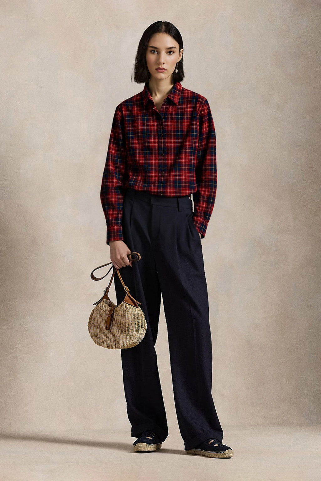 Classic Flannel Plaid Long Sleeve Button-Up Shirt