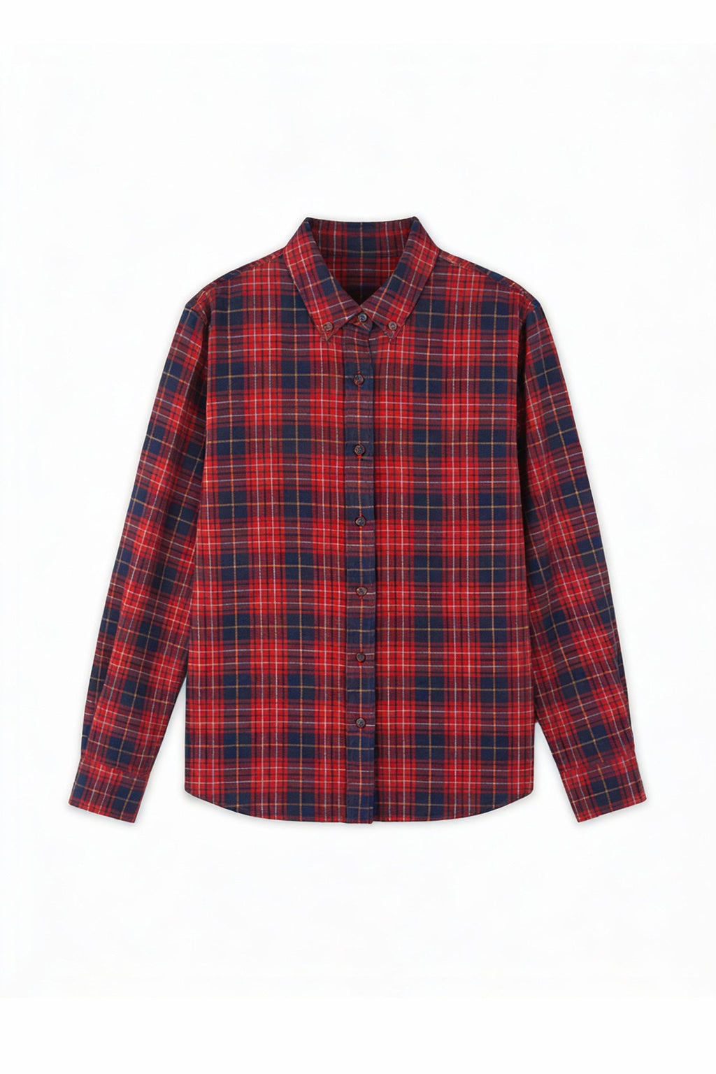 Classic Flannel Plaid Long Sleeve Button-Up Shirt