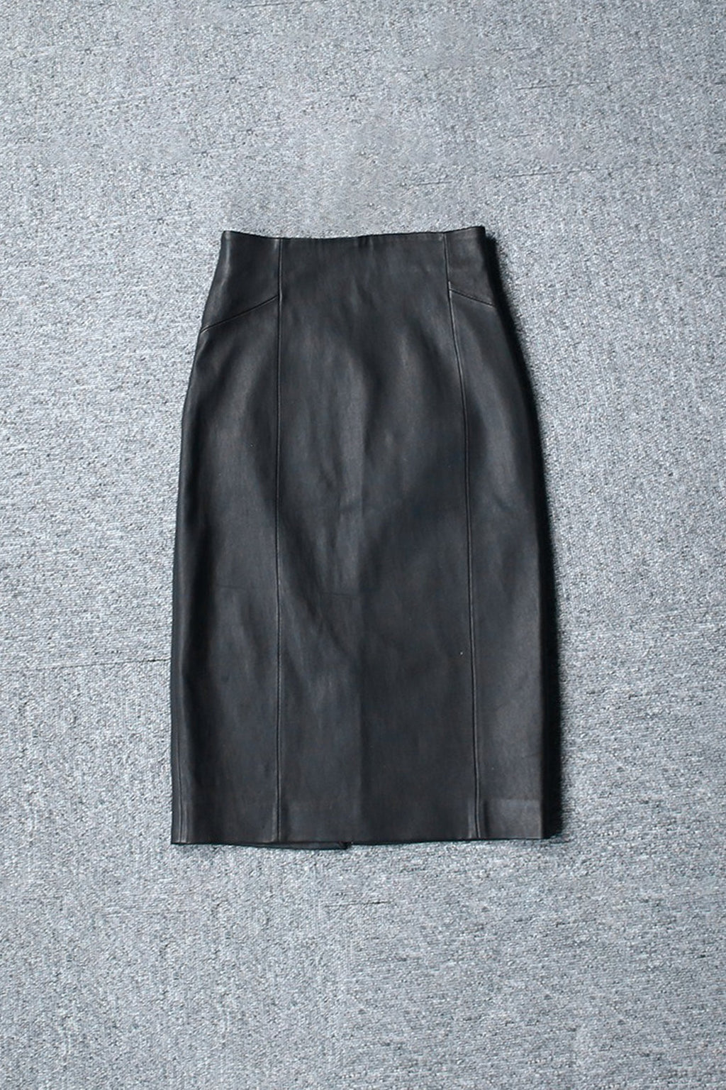 Classic Leather High-Waisted Midi Pencil Skirt