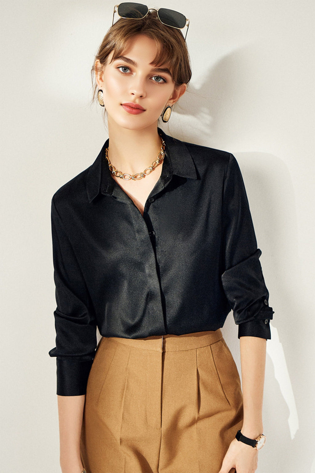 Classic Silk Button Down Machine Washable Everyday Shirt