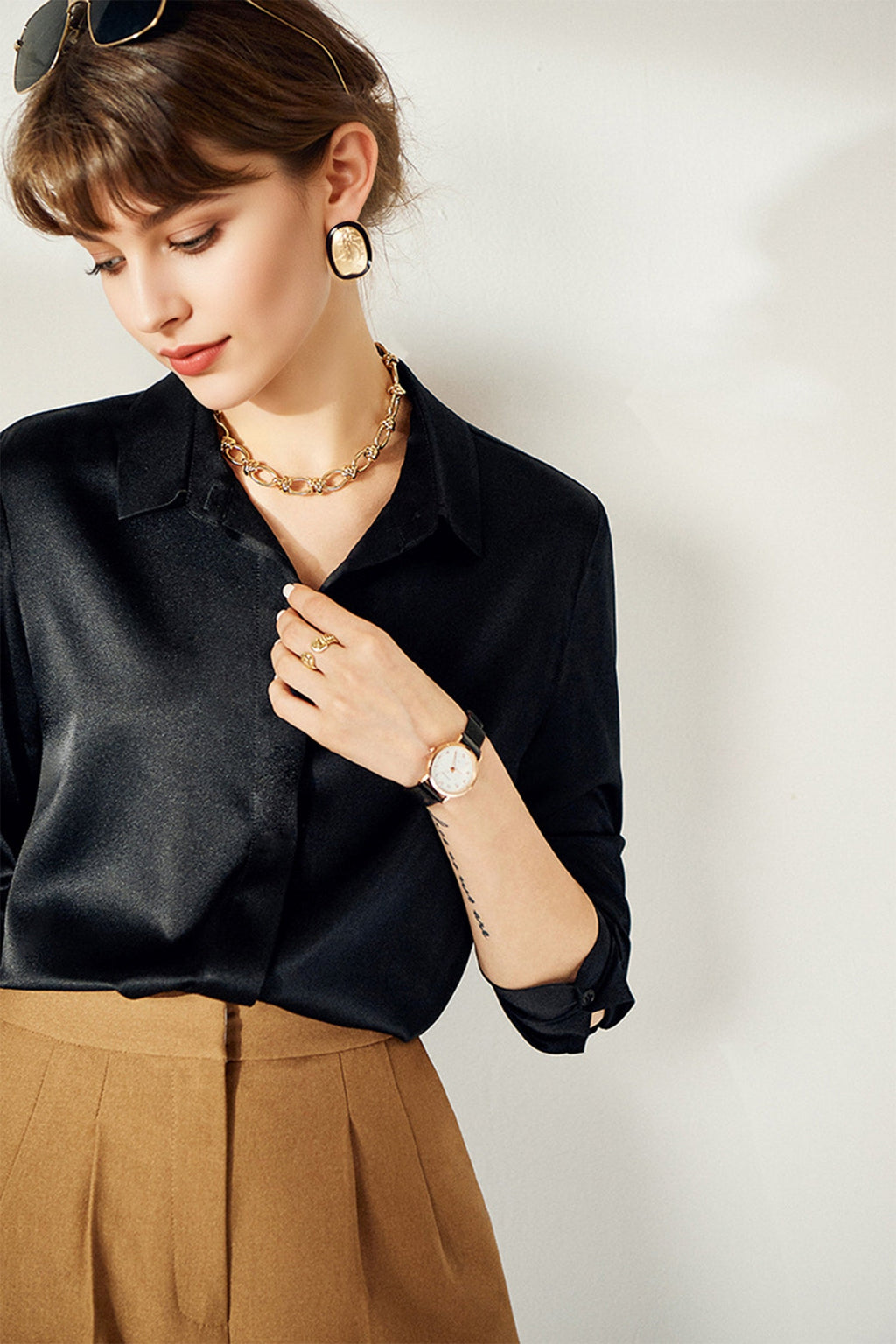 Classic Silk Button Down Machine Washable Everyday Shirt