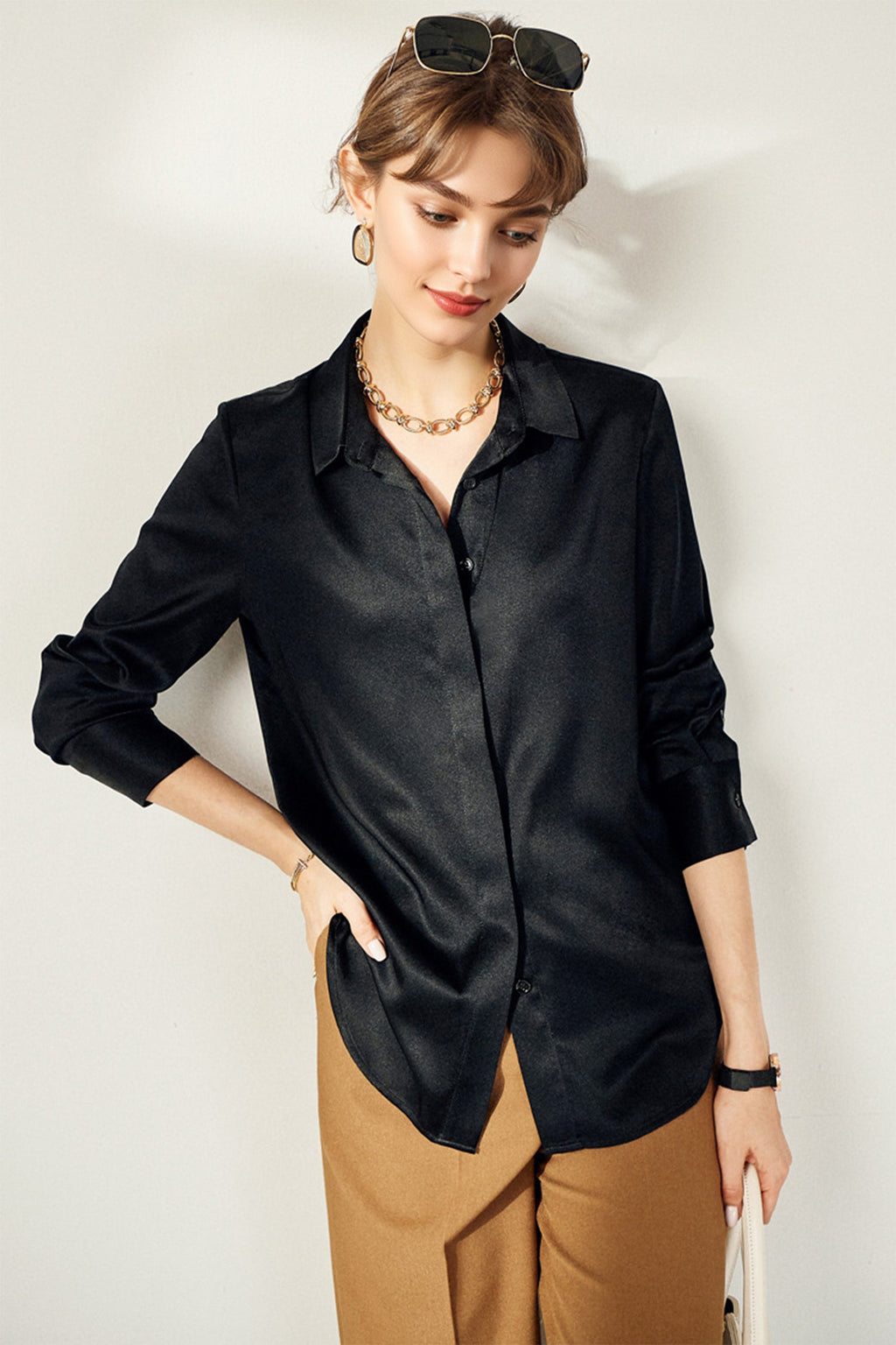 Classic Silk Button Down Machine Washable Everyday Shirt