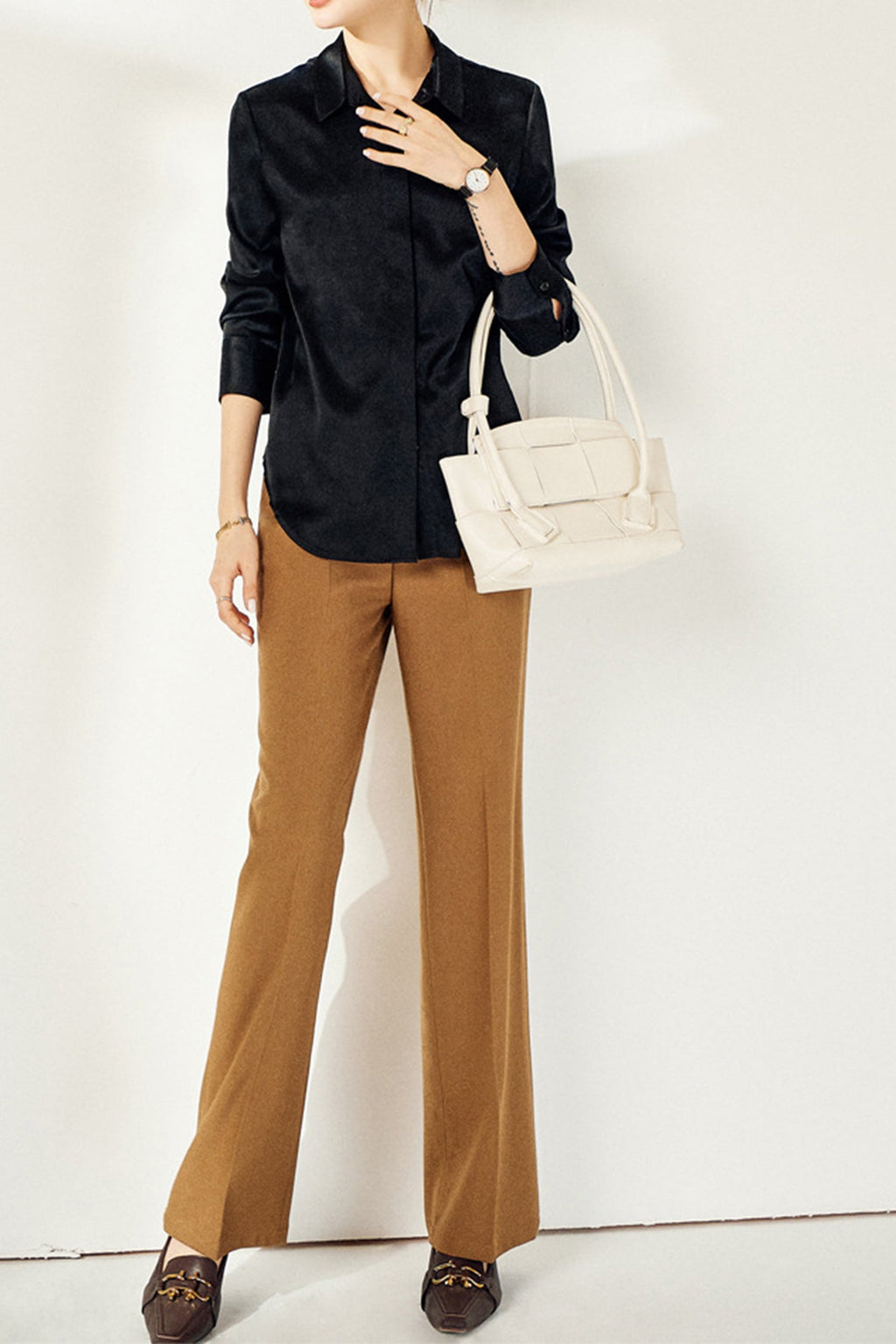 Classic Silk Button Down Machine Washable Everyday Shirt