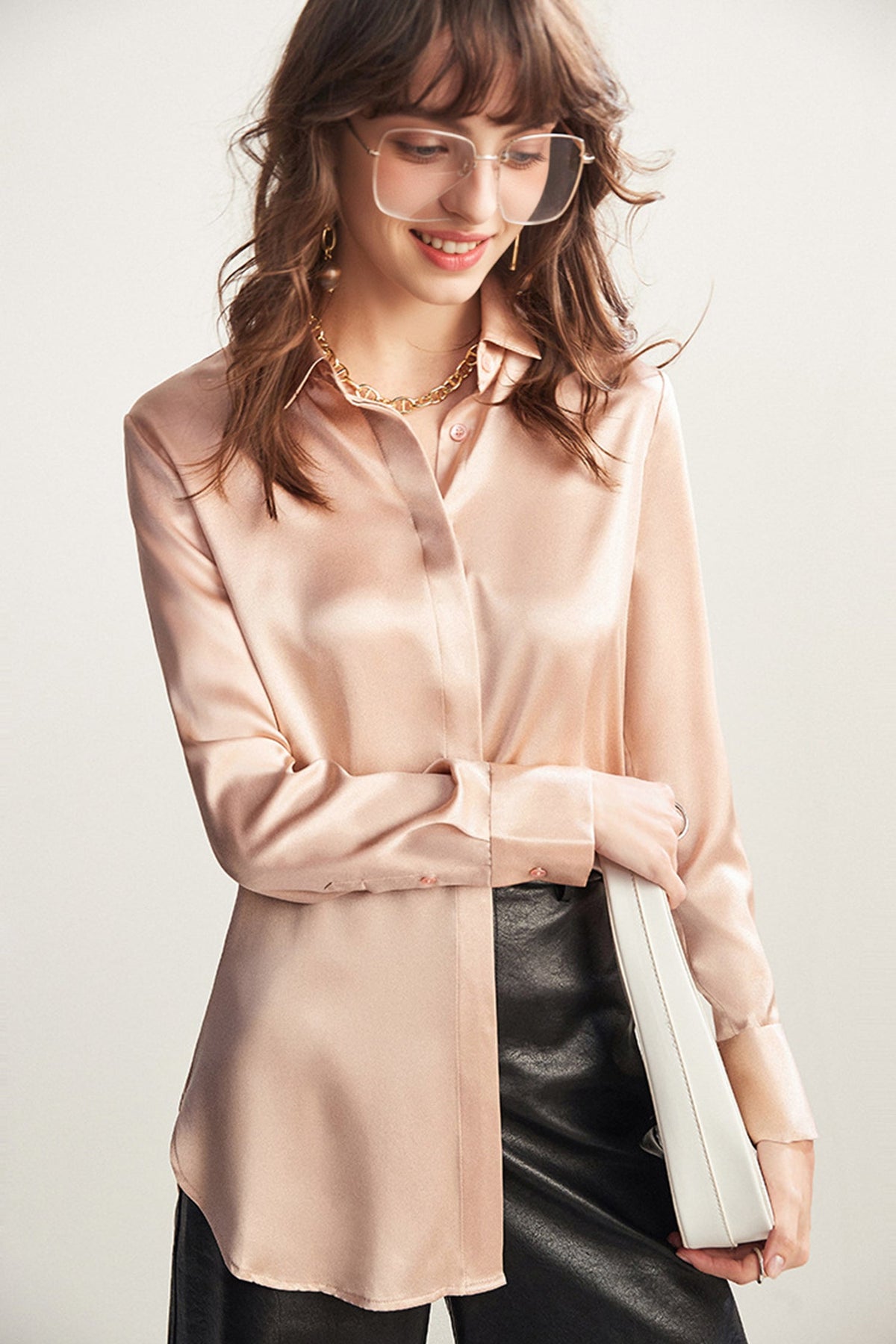Classic Silk Button Down Machine Washable Everyday Shirt