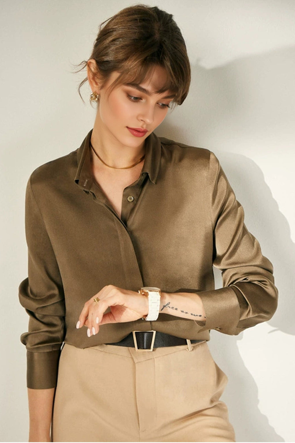 Classic Silk Button Down Machine Washable Everyday Shirt