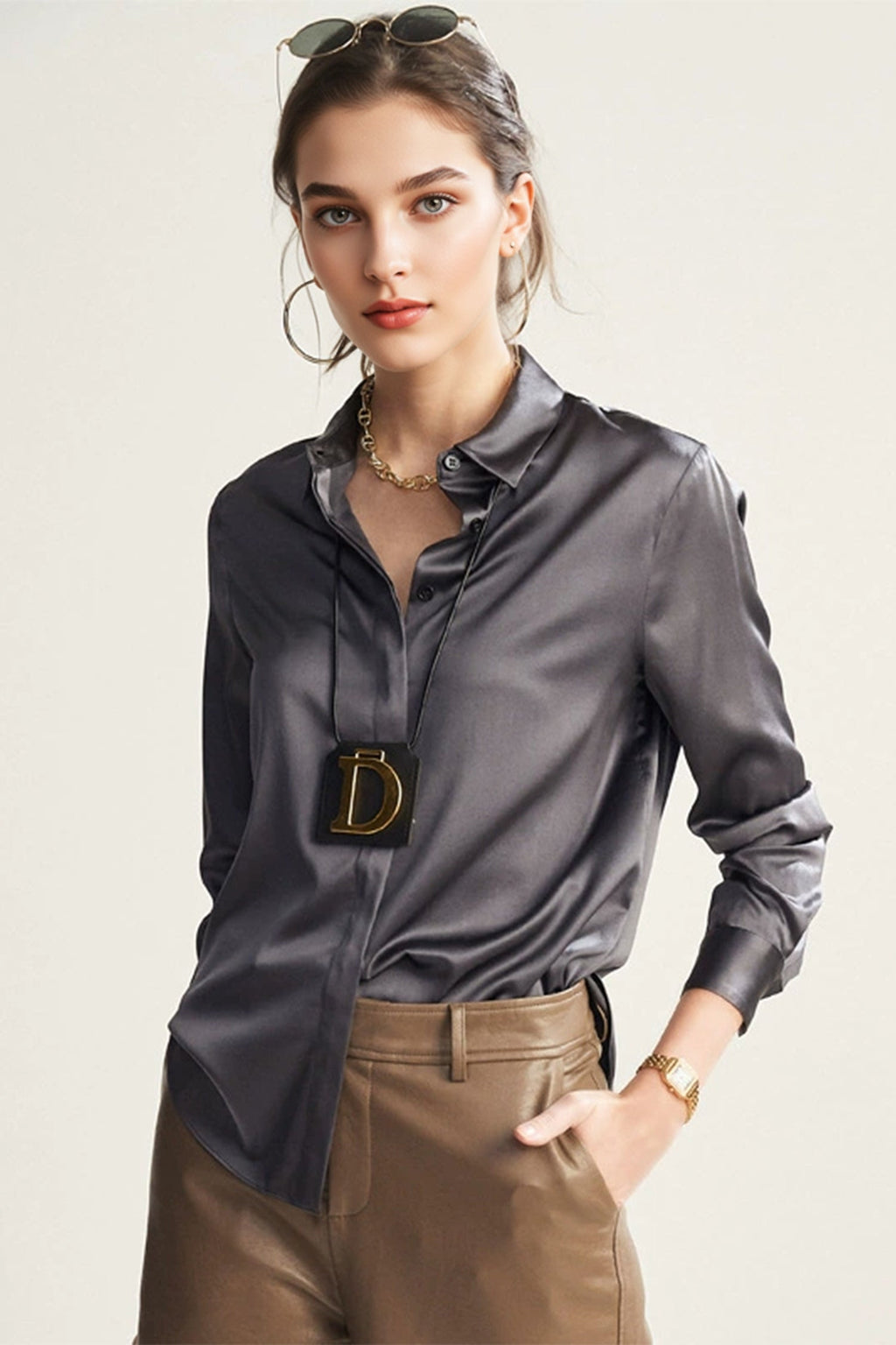 Classic Silk Button Down Machine Washable Everyday Shirt