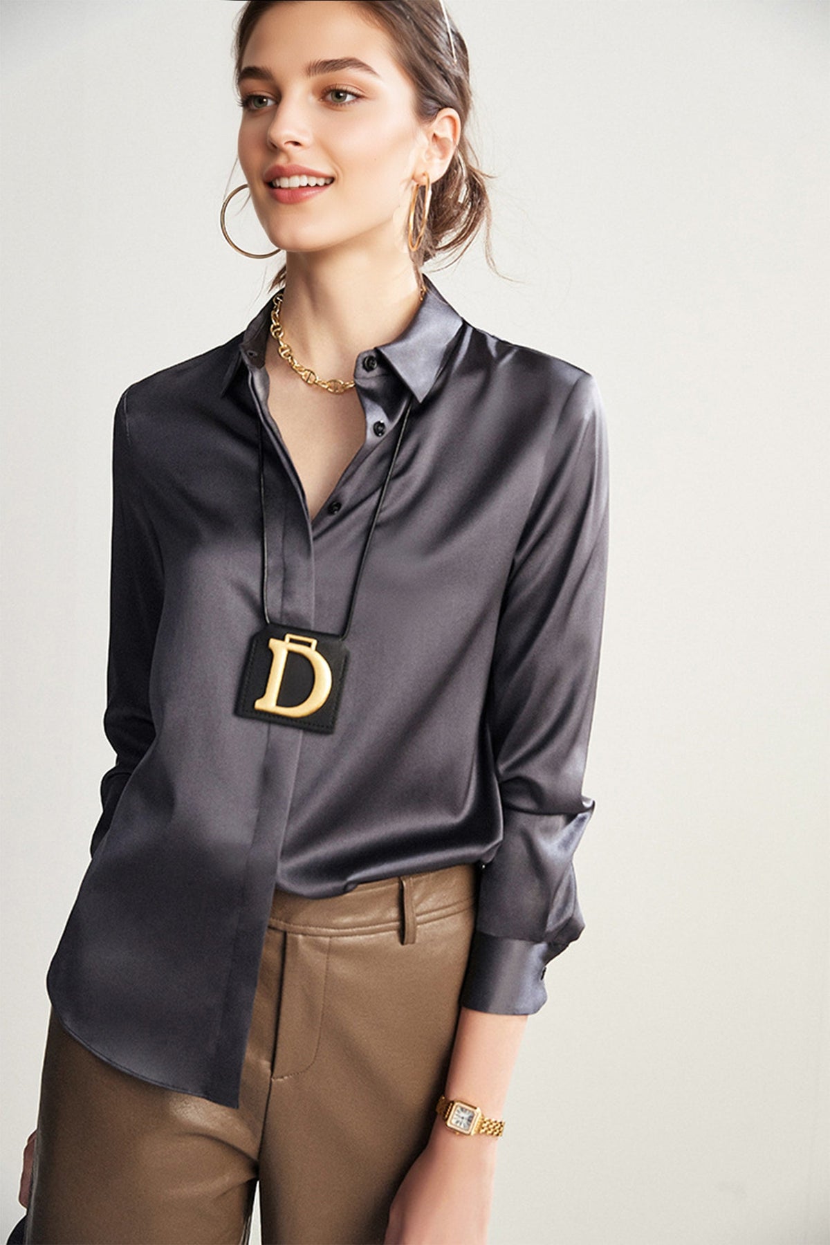 Classic Silk Button Down Machine Washable Everyday Shirt
