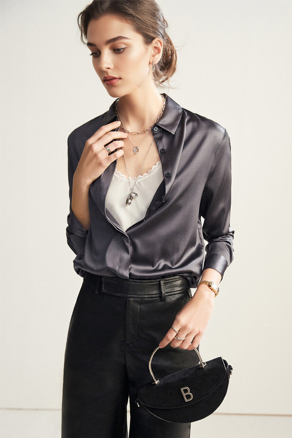 Classic Silk Button Down Machine Washable Everyday Shirt