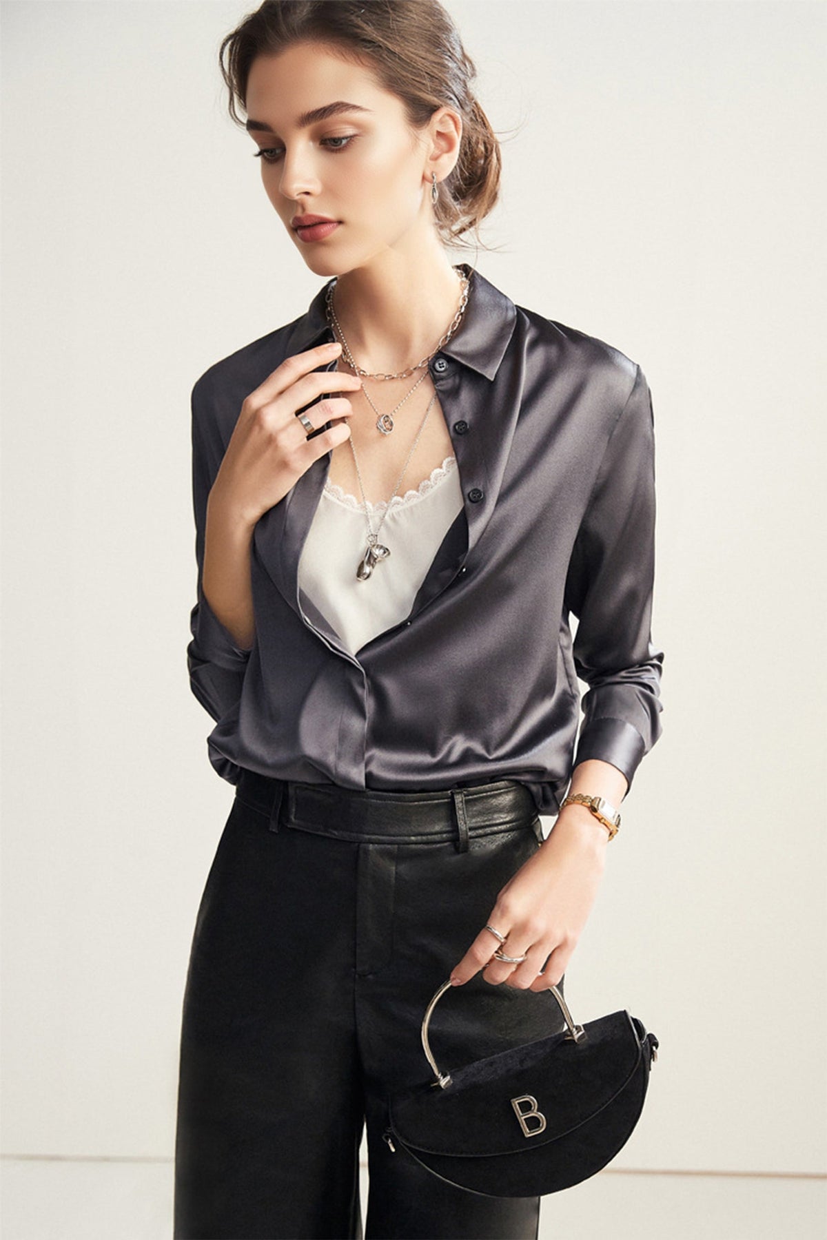 Classic Silk Button Down Machine Washable Everyday Shirt