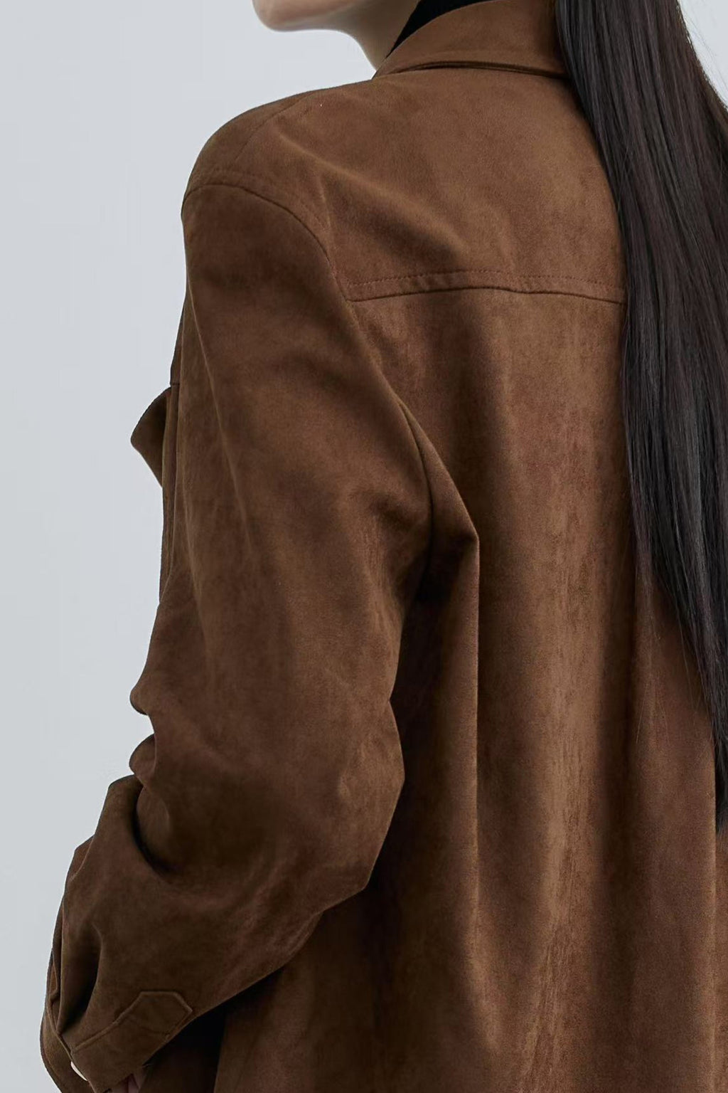 Classic Suede Snap-Button Shirt Jacket