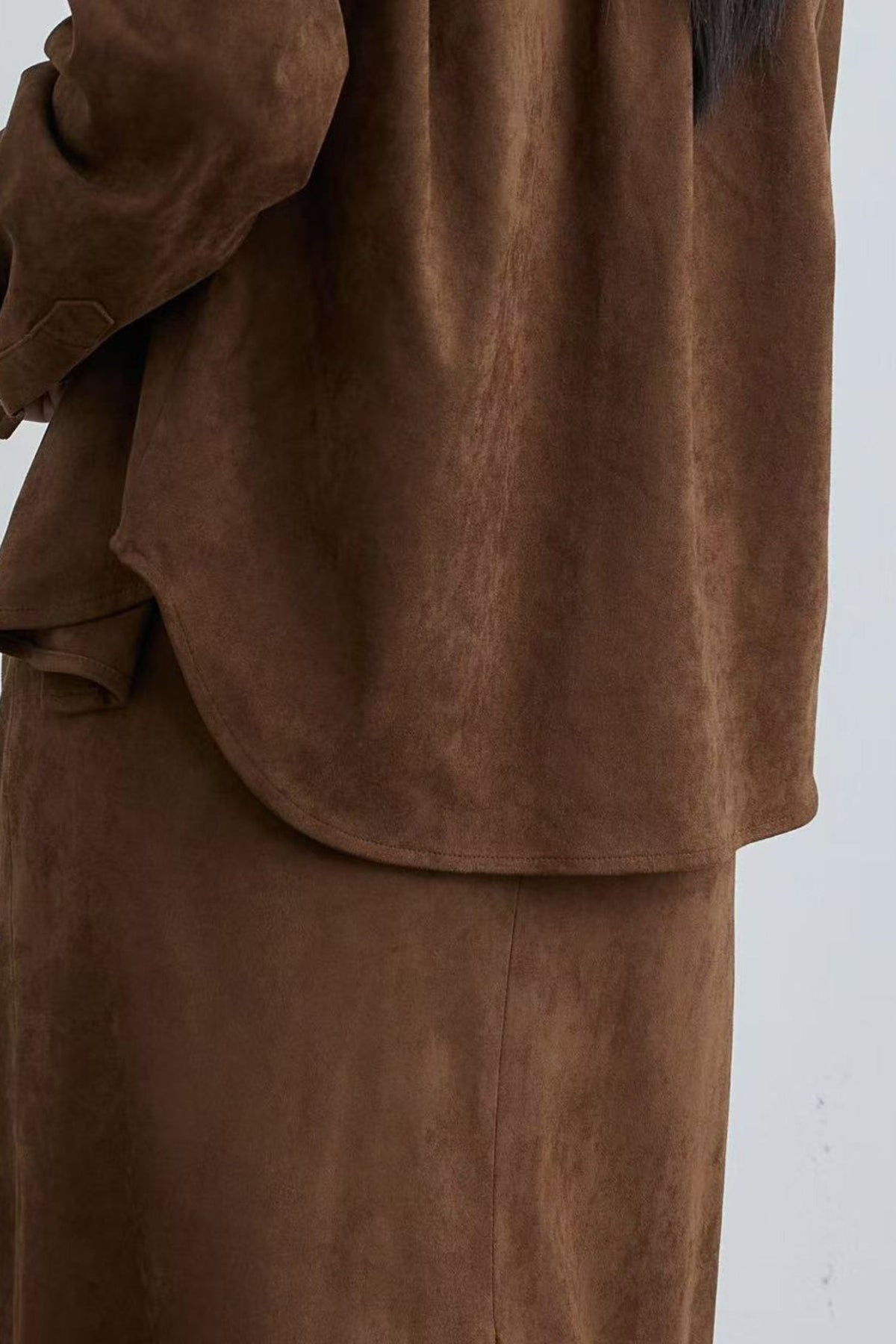 Classic Suede Snap-Button Shirt Jacket