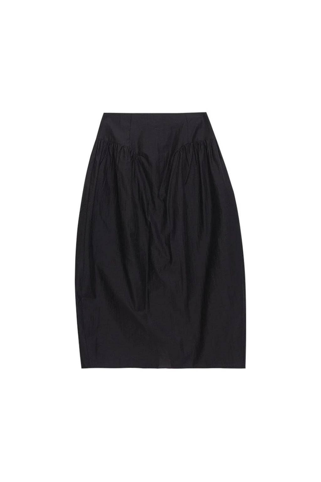 Cotton Blend High Waist Cocoon Midi Skirt
