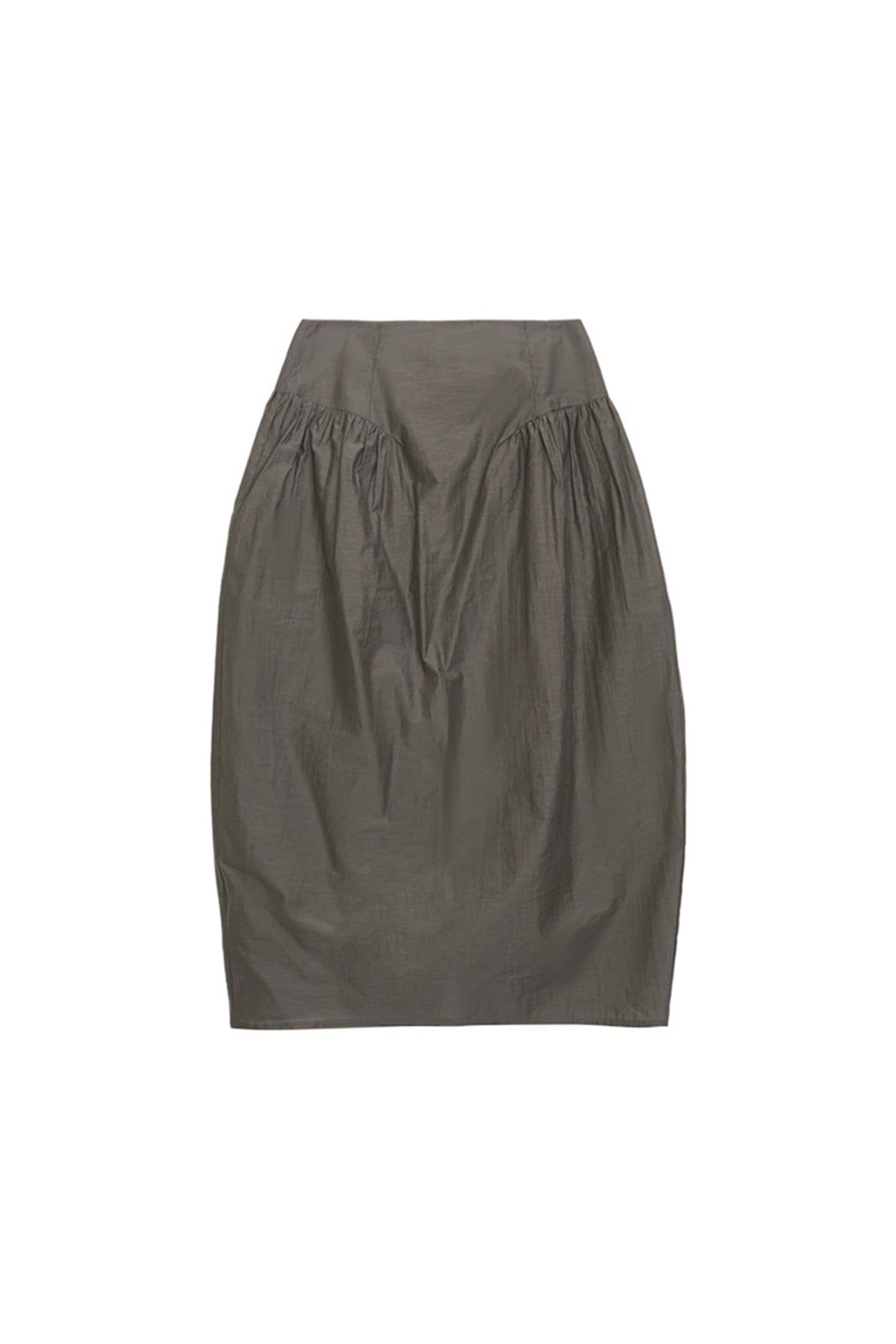 Cotton Blend High Waist Cocoon Midi Skirt