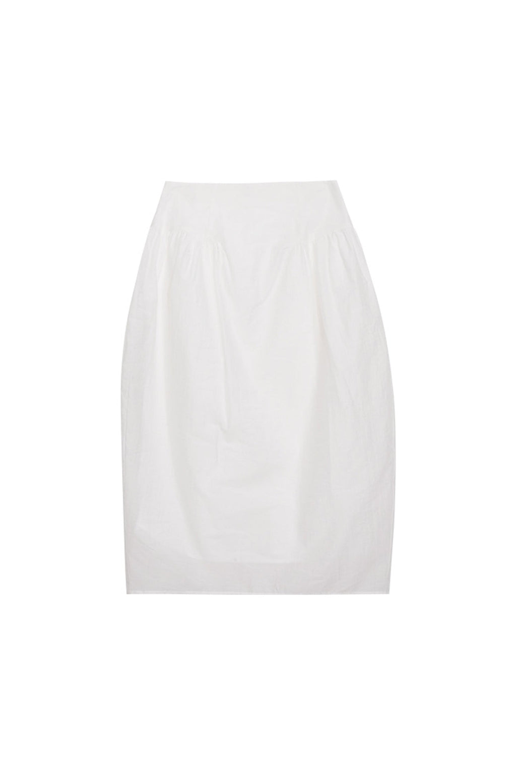 Cotton Blend High Waist Cocoon Midi Skirt